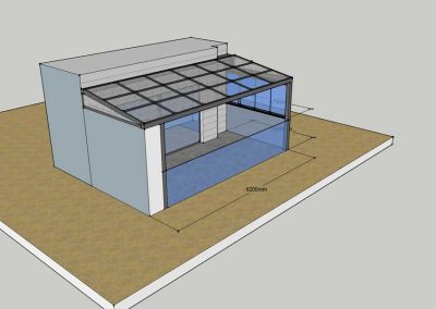 BOCETO DISEÑO TECHO MOVIL DE CRISTAL MOTORIZADO EN TERRAZA MONTECRAMELO MADRID 01