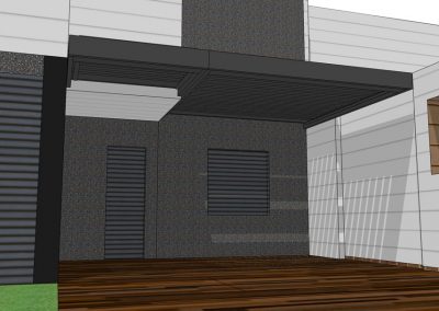 BOCETO DISEÑO PÉRGOLA BIOCLIMÁTICA LAMAS ORIENTABLES MOTORIZADA CON ILUMINACIÓN EN TERRAZA VALDEBEBAS MADRID 2