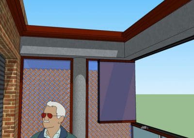 BOCETO DISEÑO PERGOLA BIOCLIMATICA RETRACTIL MOTORIZADA CON CORTINA DE CRISTAL EN UNA TERRAZA DE GETAFE MADRID 02