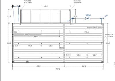 PLANO TECNICO PERGOLA BIOCLIMATICA CORTINA CRISTAL TECHO FIJO ATICO VALDEBEBAS MADRID 1