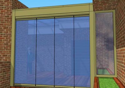 BOCETO DISEÑO TECHO FIJO CON CERRAMIENTO VERTICAL REPLEGABLE EN TERRAZA DE MADRID CENTRO 1